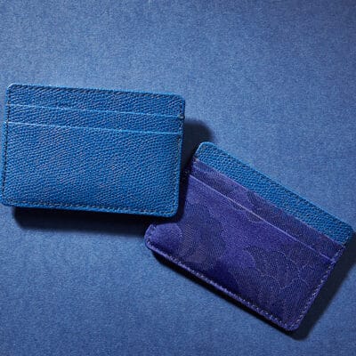 sawaya jyubei watch strap silk leather blue card holder