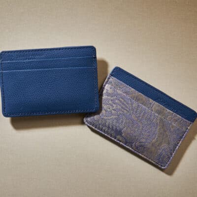 Essentiel Slim Cardholder embossed calf blue King - Maison Jean Rousseau