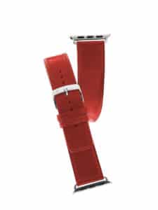 Bracelet Apple Watch double tour veau rouge 