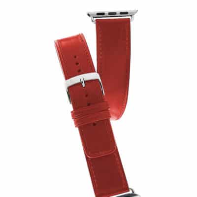 bracelet montre homme femme veau rouge