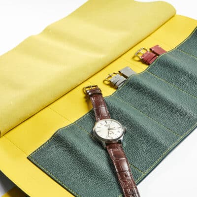 Soft watch roll dark green calf