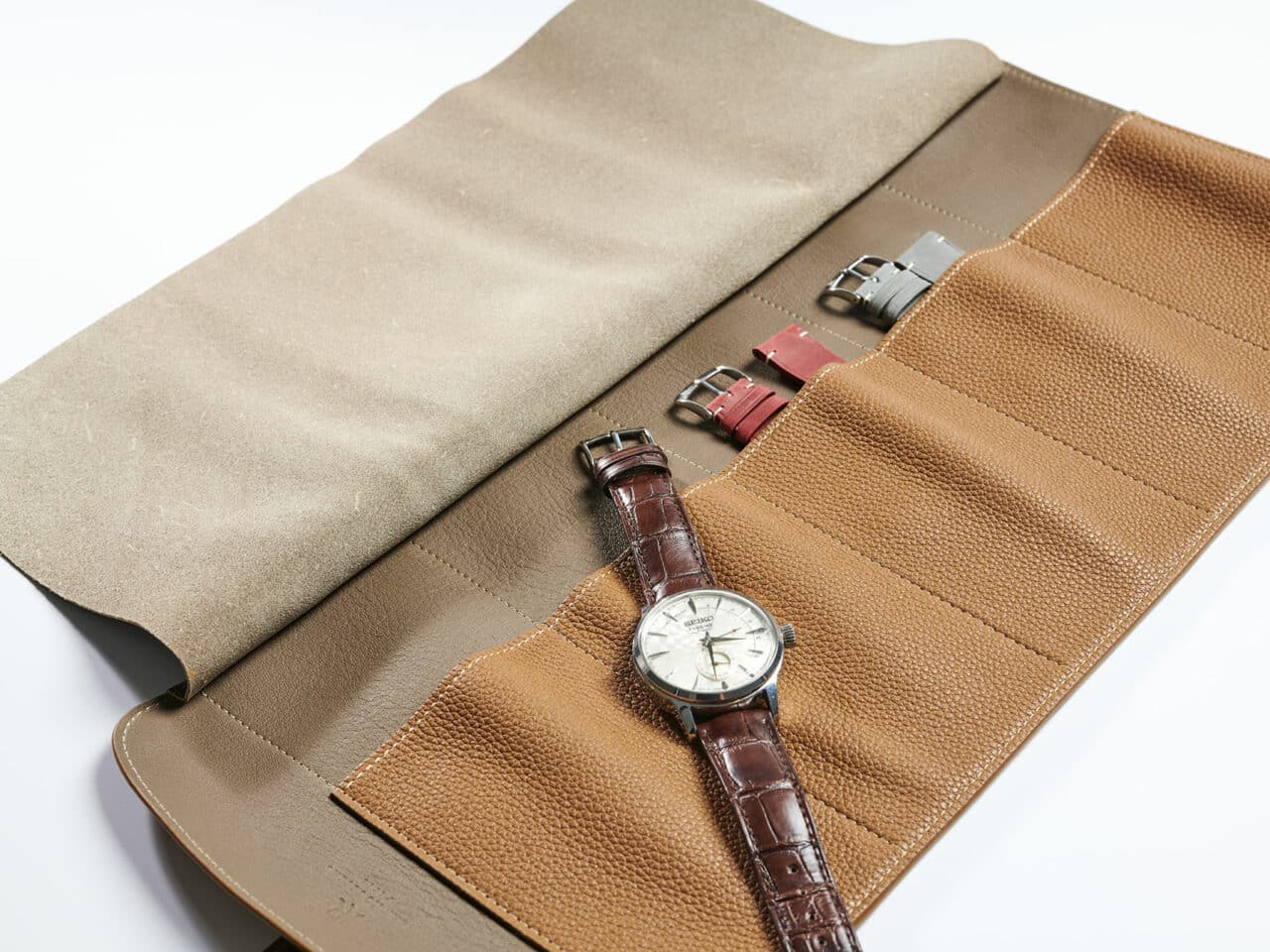 watch roll case brown leather holster travel watch
