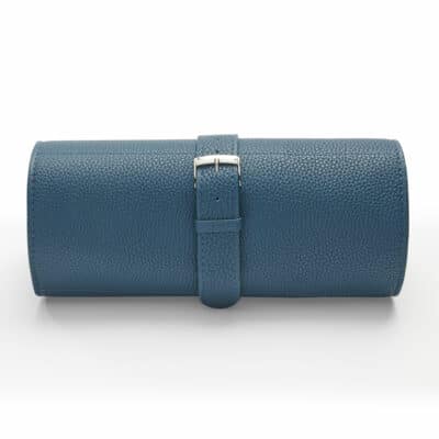 montre roll case cuir bleu étui de voyage montre