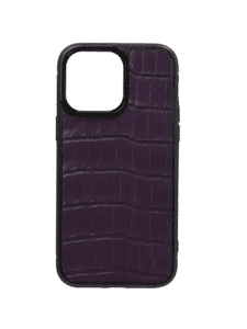Coque iPhone 14 Pro Max alligator brillant violet foncé