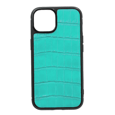 étui pour iphone 14 pro max bleu alligator