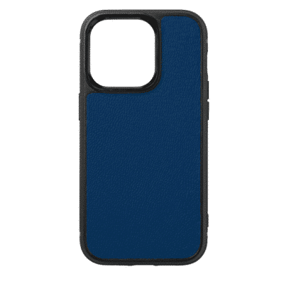 coque iphone 14 cuir veau bleu