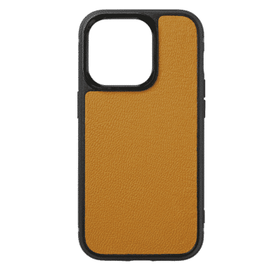 coque iphone 14 cuir veau jaune