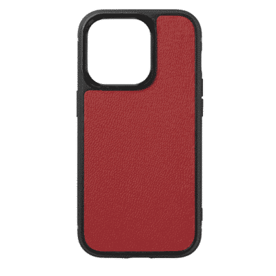 coque iphone 14 cuir veau rouge