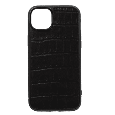 coque iphone 14 cuir crocodile noir