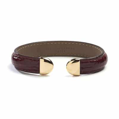 bracelet neptune cuir rouge or femme