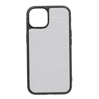 iphone case 14 leather crocodile white