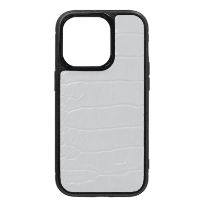 iphone case 14 leather crocodile white