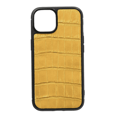 iPhone 14 case yellow shiny alligator