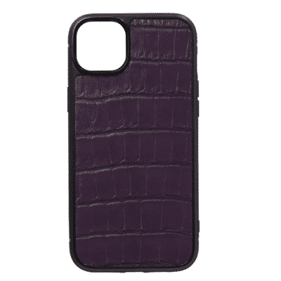 coque iphone 14 cuir crocodile violet