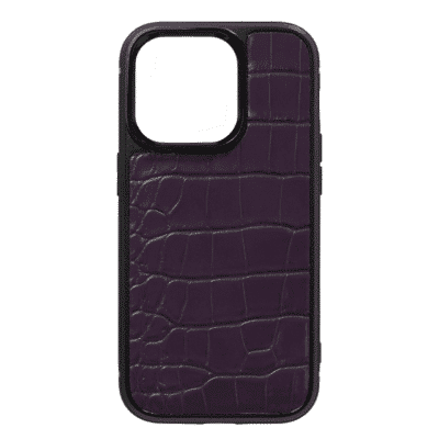 coque iphone 14 cuir crocodile violet