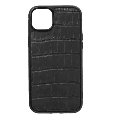 coque iphone 14 cuir crocodile gris