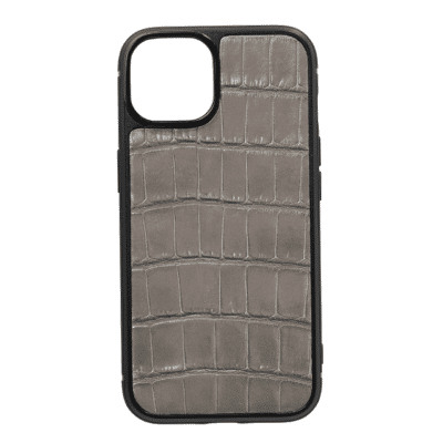 iphone case 14 leather crocodile grey