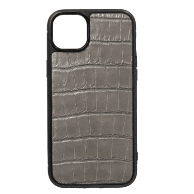 iphone case 14 leather crocodile grey