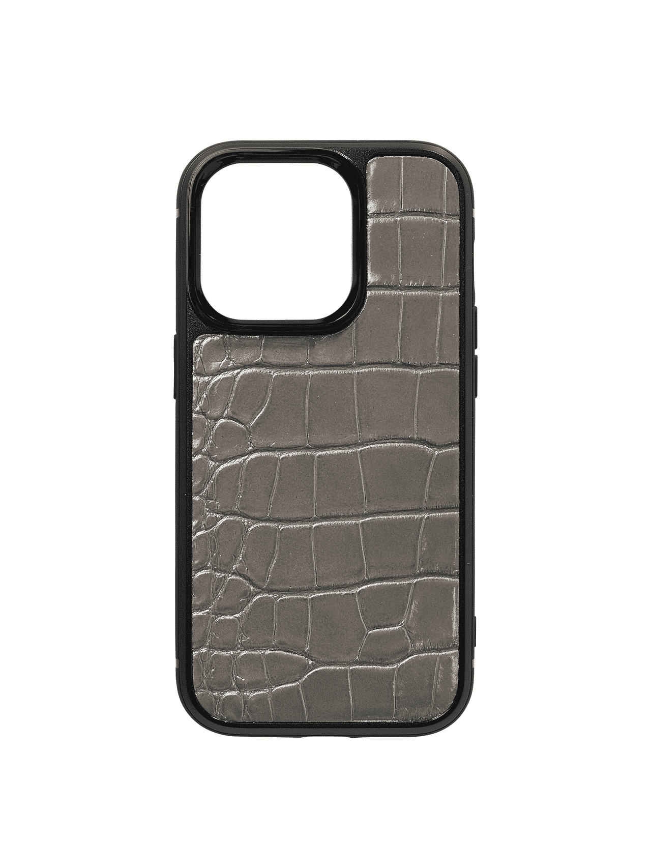 coque iphone 14 cuir crocodile gris