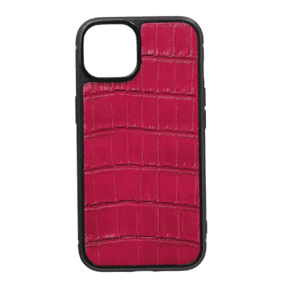 iphone case 14 leather crocodile pink