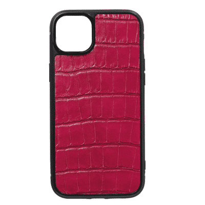 iphone case 14 leather crocodile pink