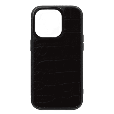 coque iphone 14 cuir crocodile black