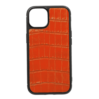 iphone case 14 leather crocodile orange