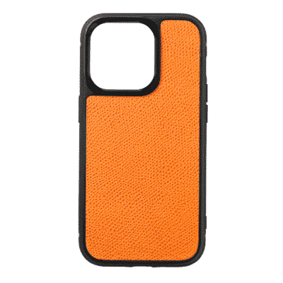 coque iphone 14 cuir veau orange