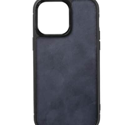 coque iphone 14 cuir veau bleu