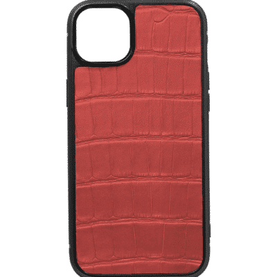 coque iphone 14 cuir crocodile rose