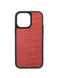 Coque iPhone 14 Pro Max alligator semi-mat vermillon