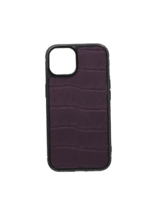 Coque iPhone 14 Pro alligator semi-mat violet foncé