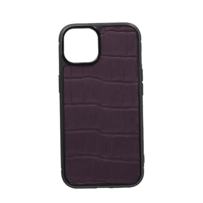 coque iphone 14 cuir crocodile violet