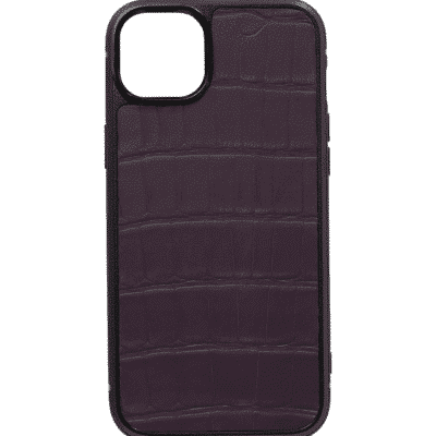 coque iphone 14 cuir crocodile violet