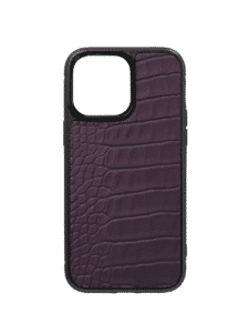 Coque iPhone 14 Pro Max alligator semi-mat violet foncé