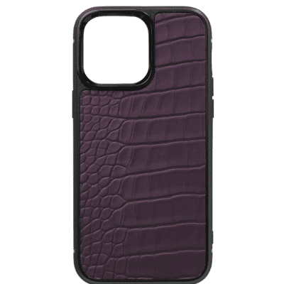 coque iphone 14 cuir crocodile violet