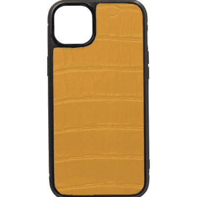 iphone case 14 leather crocodile yellow