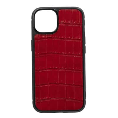 coque iphone 14 cuir crocodile rouge