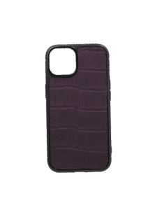 iPhone 14 case dark purple semi matte alligator