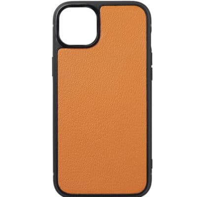 coque iphone 14 cuir veau orange