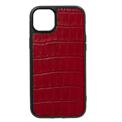 coque iphone 14 cuir crocodile rouge