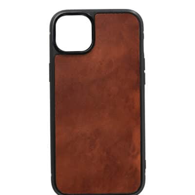 coque iphone 14 cuir veau marron