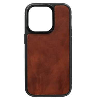 coque iphone 14 cuir veau marron