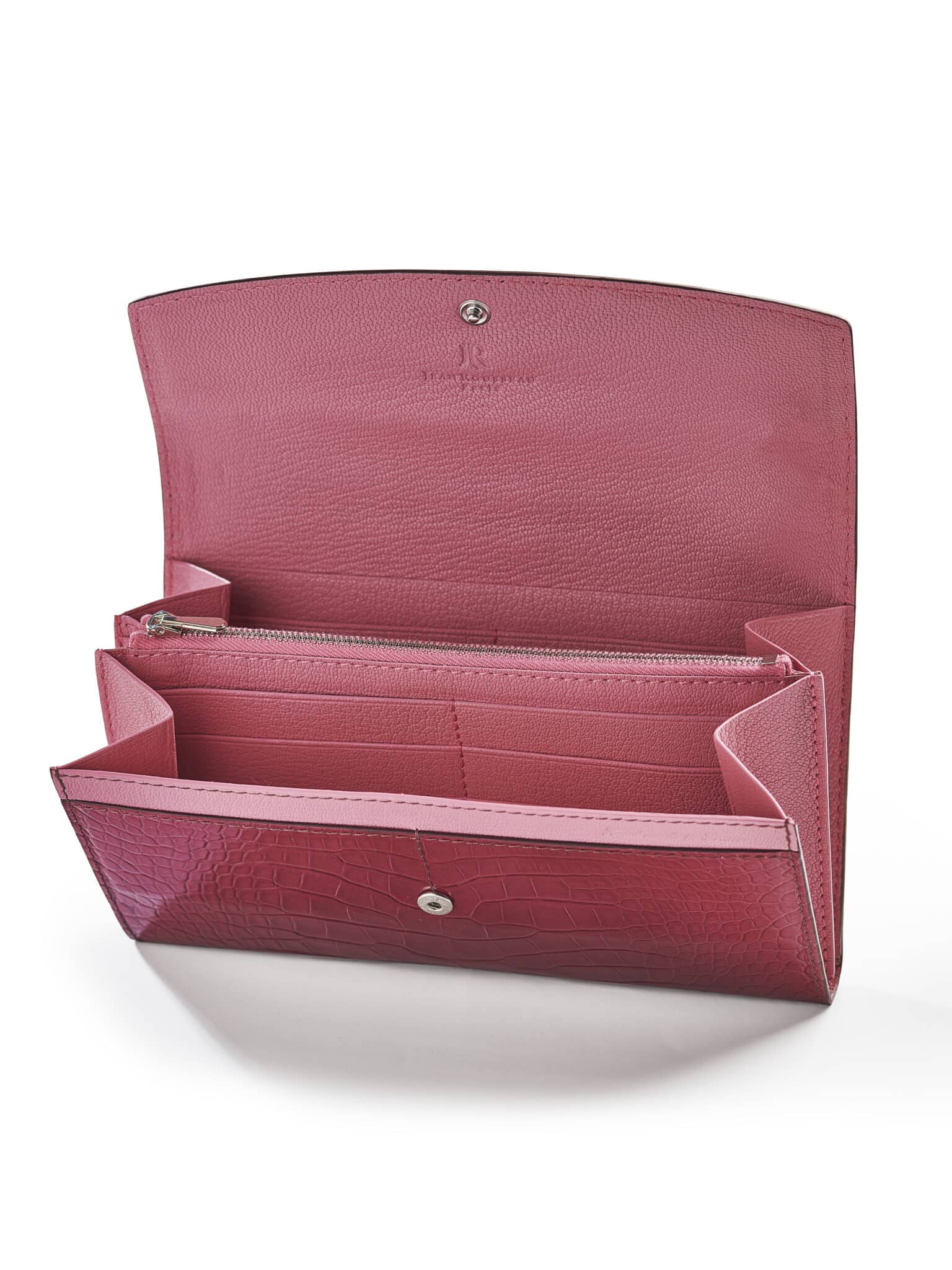 Continental Lady Wallet pink shiny alligator - Maison Jean Rousseau