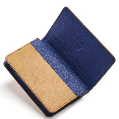 business card holder crocodile brown blue leather