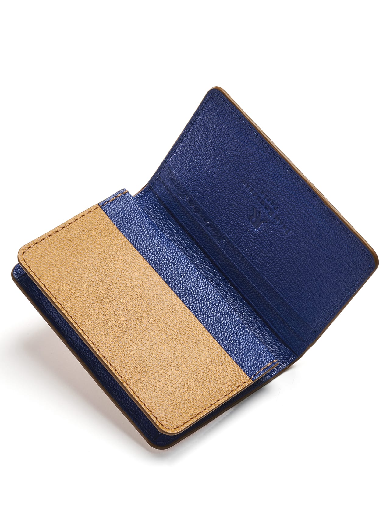 business card holder leather brown blue leather