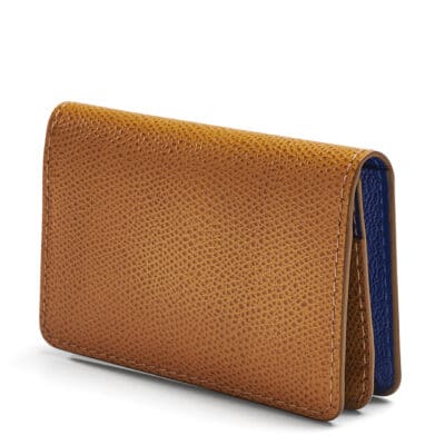 business card holder crocodile brown blue leather