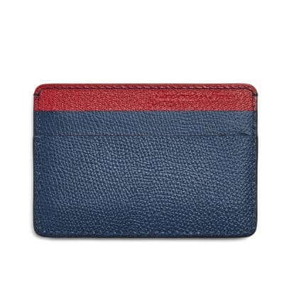 slim card holder leather blue red leather
