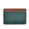 slim card holder leather brown green leather
