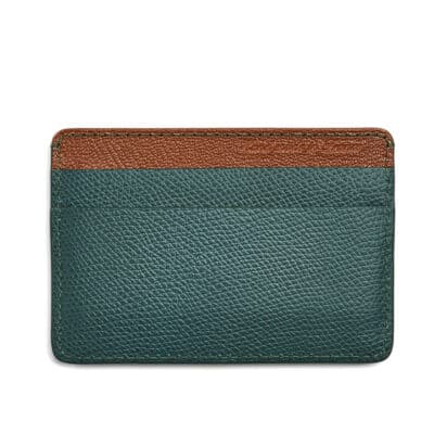 slim card holder leather brown green leather